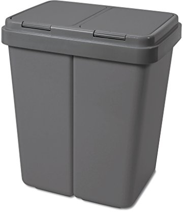 Alpfa Müllbehälter 2 x 25 L Duo Bin Mülleimer GRAU inkl. 2 Ersatzfedern
