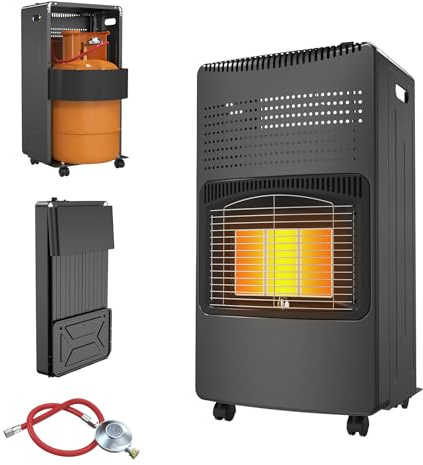 ACXIN Gasheizung Faltbar Gasofen für Innenräume mit Keramikbrenner Schwarz | 1500W-2750W-4200W, 3 Heizstufen, ODS & Kippschutz, geeignet für 5–12 kg Butan- oder Propangasflaschen, mobil und platzsparend