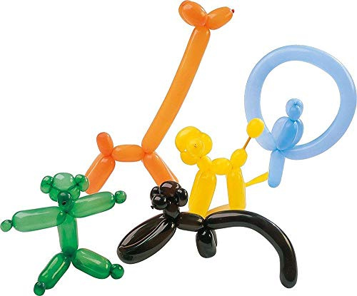 10 Stück Latex Modellierballons mit Pumpe - farbig sortiert