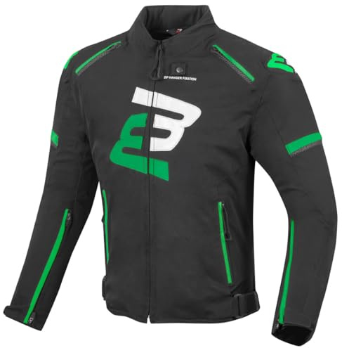 Bogotto Sparrow Wasserdichte Motorrad Textiljacke, Herren, Schwarz/Grün, Größe L