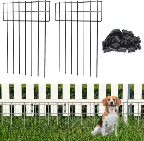 LIANTRAL Dekorativer Gartenzaun, Tier-Absperrzaun, rostfreier Metalldraht, Bodenpfähle, kein Graben für den Außenbereich, 42 cm (H) x 7,63 m Gesamtlänge, 25 Stück