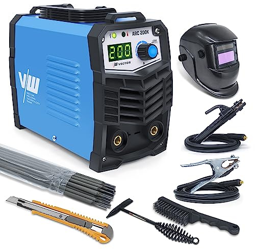 VECTOR WELDING 200A MMA ElektrodenSchweißgerät, IGBT Inverter Schweissgerät | ARC Einsteigergerät Schweißgerät für Stahl, Edelstahl & Gusseisen, Überhitzungsschutz, Anti-Haft für Heimwerker & Werkstatt