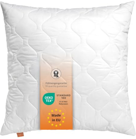 sleepling Kopfkissen 80x80 cm, Kissen, Polster, Bettkissen, Basic 100 | Füllung: Klimafaser, Nachfüllbar, Allergiker Pillow, großes Schlafkissen 80 x 80, Waschbar, Made in EU, OEKO-TEX