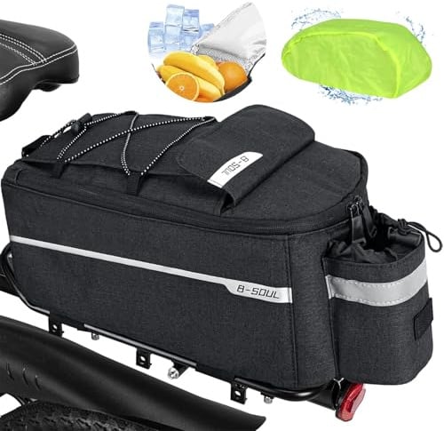 Finew Fahrrad Gepäckträgertasche 10L Isoliertasche Gepäckträgertasche Multifunktionale Hinter Gepäcktasche Wasserdicht Rücksitztasche mit Regenschutz Reflektierend, Schnell Abnehmbare (Patent)