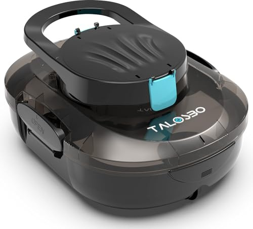 TALOSBO Pleco S1 Poolroboter, 80 Min Automatische Reinigung, Dual Motoren Poolreiniger Selbsteinparkfunktion mit 2,5 Stunden Ladezeit Poolsauger Akku für Flache Böden Pools