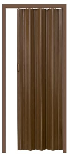 tectake® Schiebetür Komplettset, Lamellentür, Falttür, Tür 80x203 cm, Raumtrenner mit Laufschiene, Vorhang gegen Zugluft, Klapptür als Kälteschutz, Schallschutz, Holz Optik - Teak