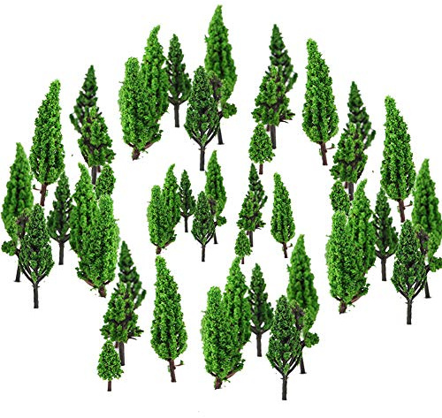 50 Stück Modell Bäume Miniatur, Zug Eisenbahn Landschaft Diorama, Architektur Bäume Tabletop, für DIY Landschaft, Mini Landschaftsgestaltung, Natürliche Grün