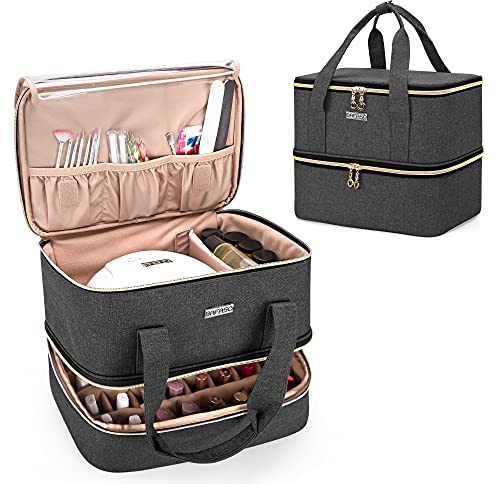 BAFASO Nagellack Aufbewahrung für Nageltrockner, Nagellack Organizer Tasche | Nageltrockner Tasche für 40 Flaschen(bis zu 15 ML) und Nagellampe, OHNE ZUBEHÖR, Schwarz [PATENTGESCHÜTZT]