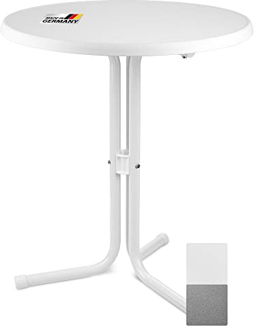 Beautissu Bistrotisch Outdoor Rund Wetterfest Made in Germany Balkontisch | Ø60cm 70cm hoch Weiß Gartentisch Beistelltisch Stehtisch Balkon Klein Garten runder Emma