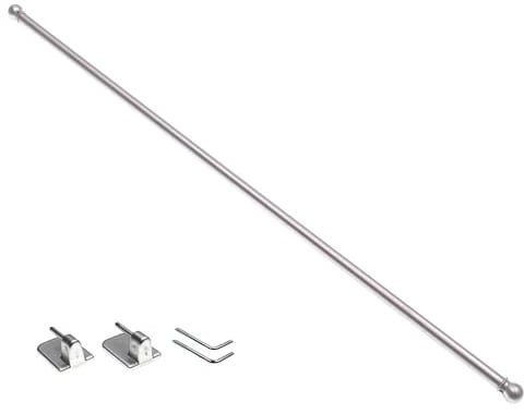 DécoProfi Messing Vitragenstange NOBLESSE 60 cm Ø 7 mm, Nickel matt, ausziehbar inkl. Schraubhaken und Klebehaken