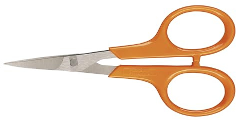 Fiskars Stickschere, gebogen, Gesamtlänge 10 cm, für Rechts- und Linkshänder, Edelstahlklingen, Kunststoffgriffe, 1005144