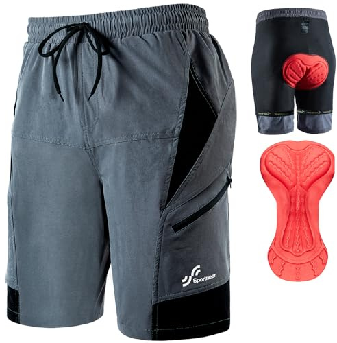 Sportneer Fahrradhose Herren MTB Hose Radlerhose Herren Radhose Mountainbike Hose mit 3D Sitzpolster Radhose Fahrradhose, Schnelltrocknend und Atmungsaktiv Mountainbike Hose
