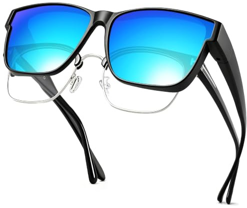 URUMQI Polarisiert Überzieh Sonnenbrille für Herren Damen UV400 | Polarisierte Übergröße Überbrille für Brillenträger, Leichtes TR90 Rahmen, UV-Schutz, Überbrille für Fahren