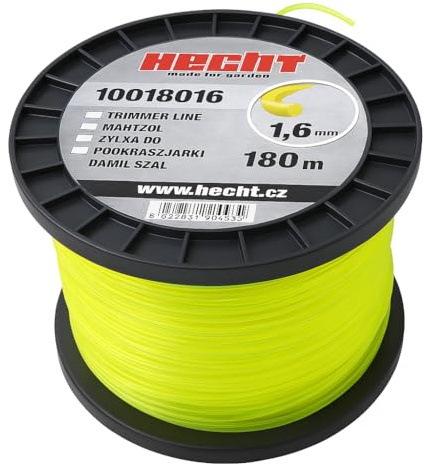 HECHT extra langer und reißfester Mähfaden – Profi-Faden für die perfekte Schnittleistung – ideal für jede Fadenspule – Drei Längen und Durchmesser zur Wahl (1,6 mm x 180 m)