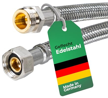 H2O-Flex® Panzerschlauch 3/8 Überwurfmutter x 3/8 Außengewinde, IG/AG Flexschlauch DN8 Verbindungsschlauch für Armatur Sanitär Schlauch mit Trinkwasserzulassung 1500mm