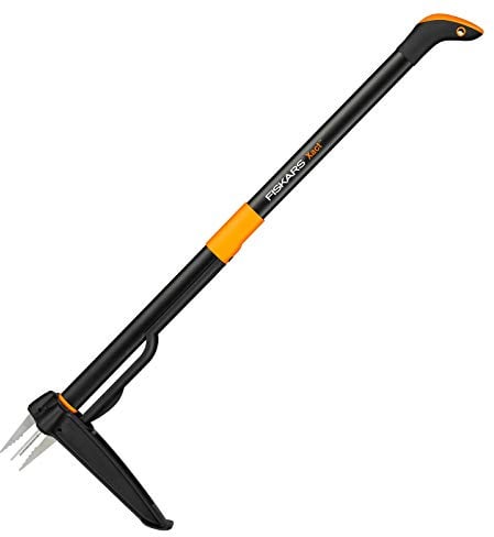 Fiskars Unkrautstecher, Länge: 1 m, Rostfreie Stahl-Arme/Kunststoff-Griff, Schwarz/Orange, Xact, 1020126