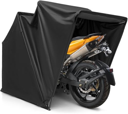 GYMAX Motorrad Garage, hohe Einfahrhöhe, 345 x 137 x 190 cm | Motorradgarage Winterfest mit Fenster & wasserdichte Plane, stabiler Rahmen, Faltgarage Motorrad für Motorräder