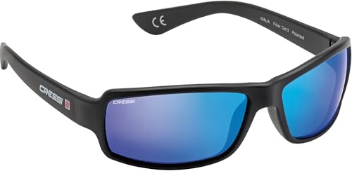 Cressi Ninja Sunglasses Black Mirrored Lens Blue