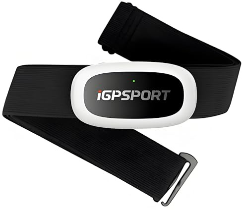 iGPSPORT HR50 Herzfrequenzmesser, Bluetooth & Ant+ mit Brustgurt für Laufen, Radfahren, Fitnessstudio, kompatibel mit Garmin Polar Wahoo - Schwarz