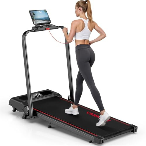 Laufband für Zuhause, VANNECT Walking Pad, 1-12 km/h Klappbares Laufband mit 9% Steigung, LCD-Display, Dreifache Steuerung - Fernbedienung, App, Handlauf-Tasten, Belastbar bis 160 kg