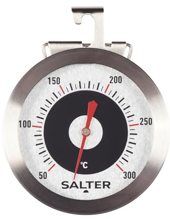 Salter 513 SSCREU16 Edelstahl Backofenthermometer - Temperatur von 50-300°C, Aufhängen Oder Auf Ofenregal Stellen, Analog Küchenthermometer, Fleischthermometer, Leicht Lesbar, 7cm Durchmesser