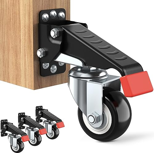 SPACEKEEPER Werkbank Caster Kit 300KG mit multi-mounting Optionen, Möbelrollen Schwerlastrollen Transportrollen für Werkbänke, Maschinen und Tische, 4 Stück
