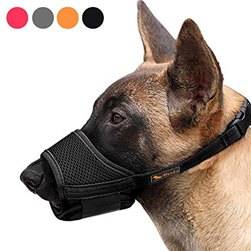 HEELE Maulkorb Für Hunde, Verstellbare Schlaufe, Atmungsaktiv, Sicherer, Schneller Sitz Für Kleine, Mittelgroße Hunde, Verhindert Das Beißen, Kauen Und Bellen (M, Schwarz)