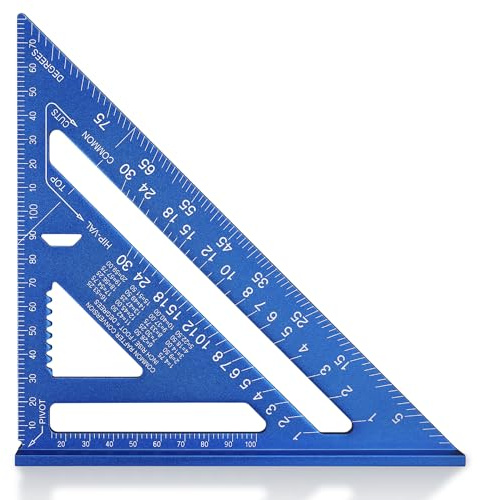 WORKPRO Zimmermannswinkel Multifunktional Winkelmesser 180mm Dreieckslineal Anschlagwinkel Metrisch Aluminiumlegierung Präzision Layout-Messwerkzeug für Schreiner, Ingenieure