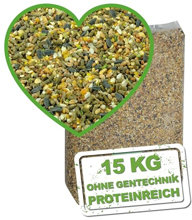 MeineHennen HENNEN VITAL EXZELLENT Plus 15 kg, Premium Hühnerfutter und Wachtelfutter, Körnerfutter, Geflügelfutter, Hennenfutter. Alleinfutter für Hühner, und Wachteln