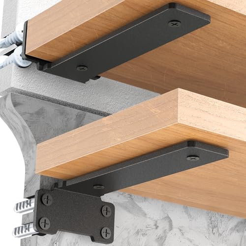 Yeabett 2 stück Regalhalterung Regalträger 25 cm, Regalwinkel Schwerlast, 75 kg Tragkraft, schwarz