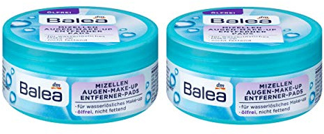 Balea Mizellen-Augen-Make-up-Entferner-Pads, ölig, nicht fettend, 2er-Packung, 2 x 50 Stück