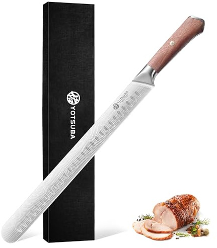 YOTSUBA Schinkenmesser 30cm, Profi Küchenmesser für Schinken, Extra Scharfe Fleischmesser, Tranchiermesser, Brisket Messer, Ergonomischem G10-Griff