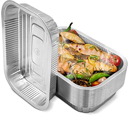 Mamatura Aluschalen Grill [Wiederverwendbar] 25 Aluminium Tropfschalen, Fettauffangschalen Gasgrill | Weber Grill Zubehör | Alu Grillschalen 15x22 cm