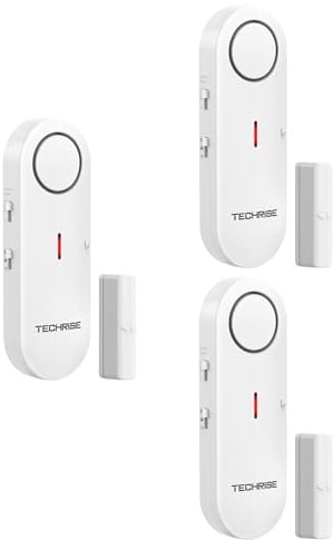 TechRise Türalarm Fensteralarm Einbruchschutz Türalarmsensor, 3-fache Lautstärkeregelung Drahtlose Home Security Alarmanlage, Schnell installiert für Haus/Hotel/Wohnung/Garage（3er-Set）