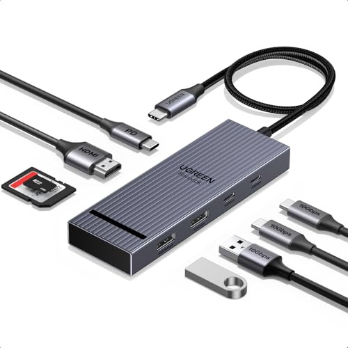 UGREEN Revodok Pro 108 10Gbps USB C Hub, USB C Adapter mit HDMI 4K@60Hz, Docking Station mit USB 3.2 10Gbps, SD/TF Kartenleser, PD 100W Kompatibel mit MacBook Neo, Surface, iPad Pro und mehr