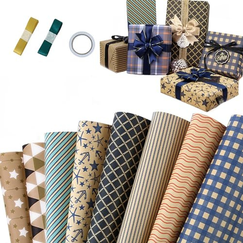 Dantolo 8-teiliges Geschenkpapier Geburtstag Set (70 cm x 50 cm)