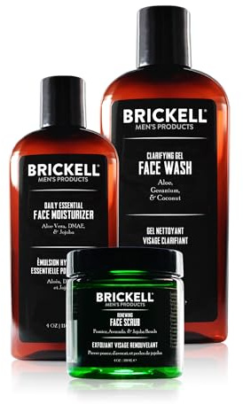 Brickell Men's Daily Advanced Face Care Routine I - Set aus Gesichtsreinigung, Feuchtigkeitscreme & Gesichtspeeling - Natürliche & organische Männer Gesichtspflege