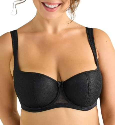 Rosme Lingerie Balconette-BH mit gepolsterten Trägern für Damen, Kollektion Grand, Schwarz, Größe 90B