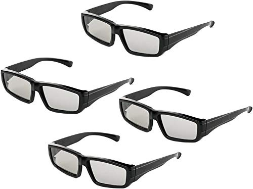 YiHao 4er Pack Unisex Passive Polarisierte 3D-Brille für LG, Sony, Panasonic, Toshiba und alle Passiven 3D-TVs RealD 3D-Kino-Brille zum Ansehen von Filmen Family Pack Circular Polarized Lenses