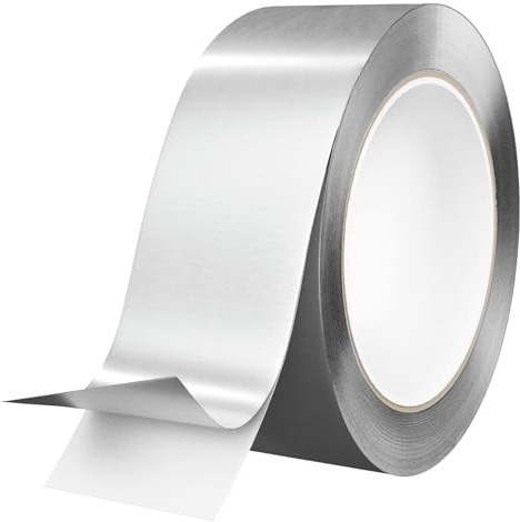 Aluminiumband Dicke 0.1mm Reperaturband Selbstklebend Tape Hochtemperatur Wasserdichtes Alu Klebeband Aluminiumklebeband für HVAC Isolierung Rohrleitungen Dichtung Flicken Luftkanäle 5cm x 50m