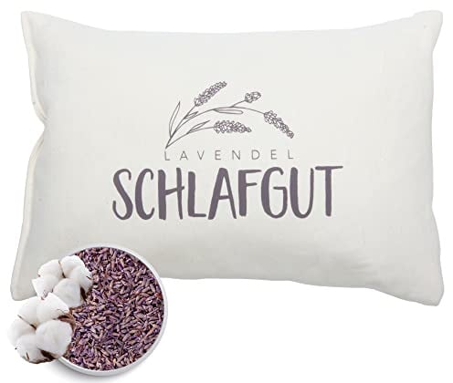 Herbalind Lavendelkissen zum Schlafen Schlafgut Schlafkissen mit Füllung - mit Lavendel ohne Chemie - Bezug 100% Baumwolle 30x20 cm, Kräuterkissen, Duftkissen, Deko Kissen - Geschenk für Frauen