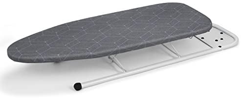 Duwee Tisch-Bügelbrett mit Bügelablage, kleines Bügelbrett, hitzebeständiger Bezug mit dickem Filzpolster, kompakt und leicht, grau, 32 x 82 cm