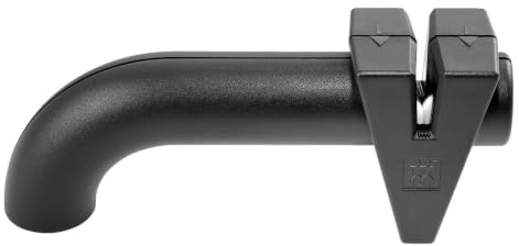 ZWILLING TWINSHARP Messerschärfer, Edelstahl- und Keramikscheiben, Ergonomischer Griff, Für glatte Messer, Schwarz