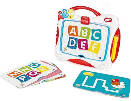 Chicco Meine erste Tafel mit LCD-Anzeige und Karten, Schreib- und Zeichnungen, inspiriert von der Montessori-Methode, Pädagogisches Spielzeug für Kinder von 2 bis 6 Jahren