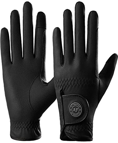 AF EQUESTRIAN Damen-Reithandschuhe Reitsport Premium-Kunstleder Sui Sereno Damenhandschuhe Schlangenhaut-Design Schwarz (Klein)