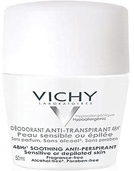 VICHY Anti-Transpirant 48h, Für sehr empfindliche oder epilierte Haut, bis zu 48 Stunden Wirkung, Roll-On, Dermo Tollerance, 50ml