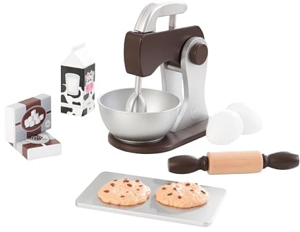 KidKraft Espresso Backset aus Holz für Kinderküche mit Küchenmaschine und Keksen, Spielküche Zubehör, Spielzeug für Kinder ab 3 Jahre, 63370