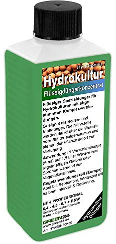 GREEN24 Hydrokultur-Dünger 250ml NPK Spezialdünger erdlose Pflanzenkulturen - Hydroponic NFT DWC Aeroponik Vertical Farming - ohne Ammoniumstickstoff Nährlösung Tongranulat Indoor Growing HIGHTECH