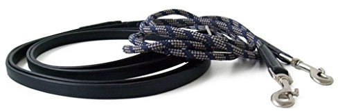 QHP Schlaufzügel mit Rundkordel teilbar weiches Leder schwarz, braun (Warmblut, Schwarz)