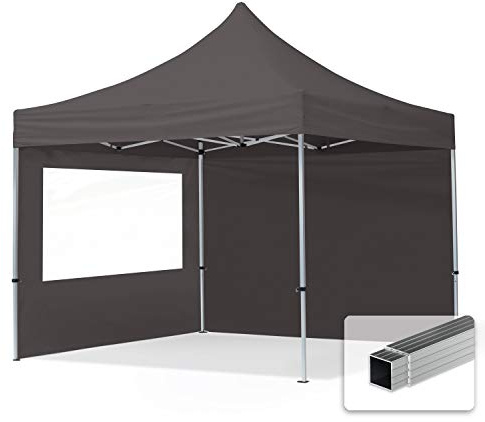 TOOLPORT Faltpavillon Faltzelt Pavillon 3x3m - 2 Seitenteile Aluminium 32mm Partyzelt 700N grau